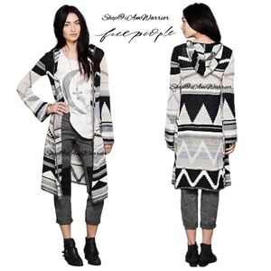 Free People Aztec pattern hooded duster cardigan sweater *sho@iamwarrior